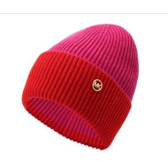 Michael Kors Accessories - Michael Kors Women's Fuchsia Plaited Rib Cuff Beanie One Size